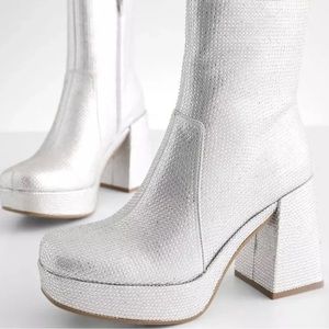 Mia Silver Sparkle Rhinestone Boots! Perfect condition! Worn Once!